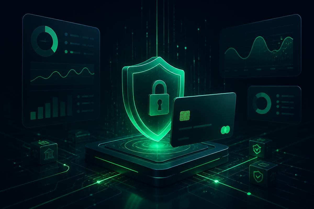 Secure payment gateway processing dashboard with encrypted card transactions